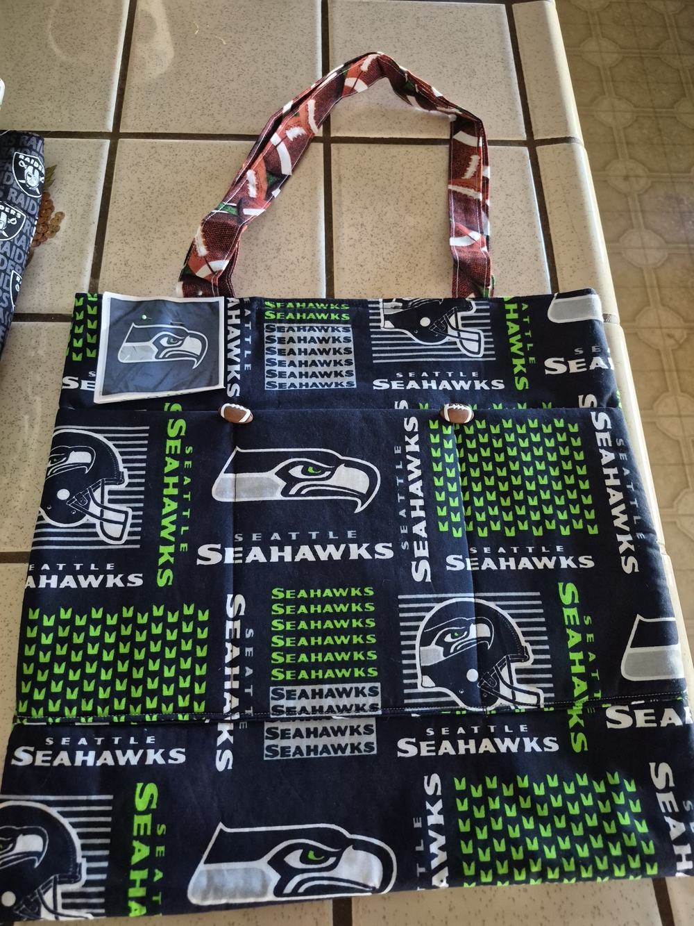 Seattle Seahawks Navy & Green Logo Tote Bag by